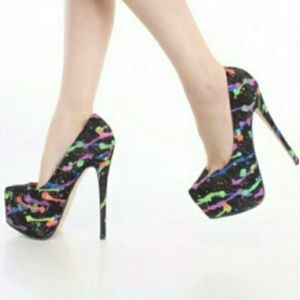 LILIANA | Paint Splatter Platform Pump | NWOT